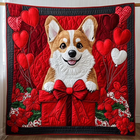 Cupid Corgi Quilt Blanket