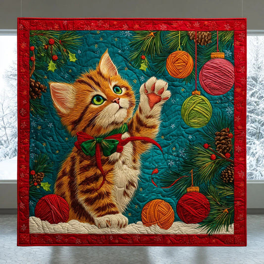 Curious Cat Quilt Blanket