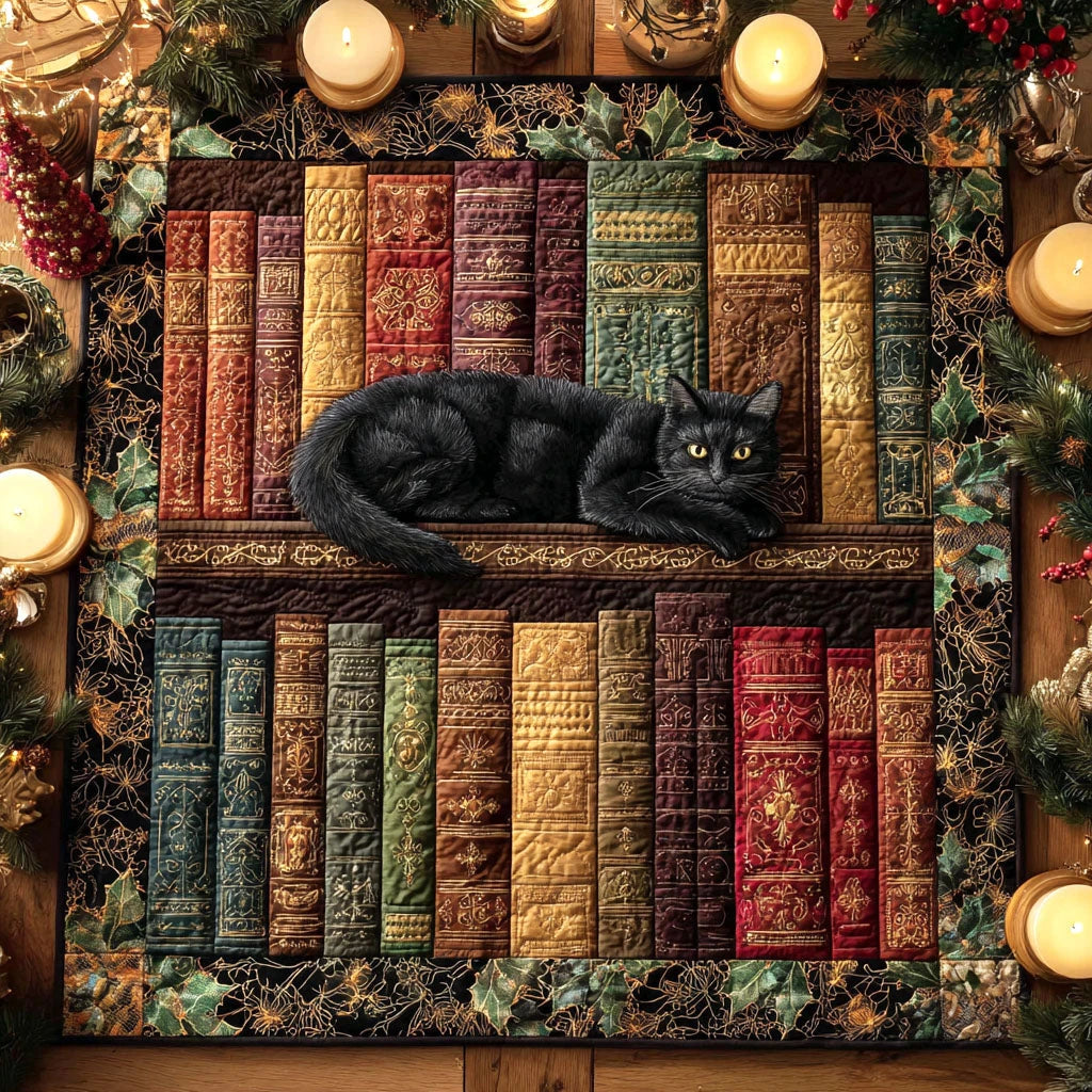 Curled Cat Quilted Table Topper