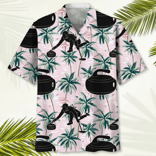Curling Tropical Pink Hawaiian Shirt