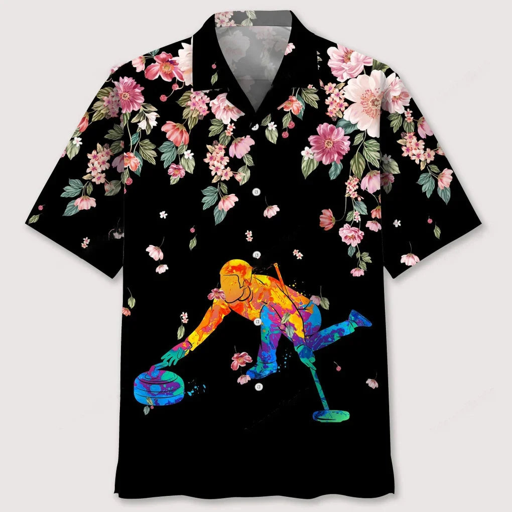 Curling Watercolors Flower Hawaiian Shirt