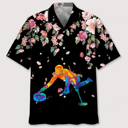 Curling Watercolors Flower Hawaiian Shirt