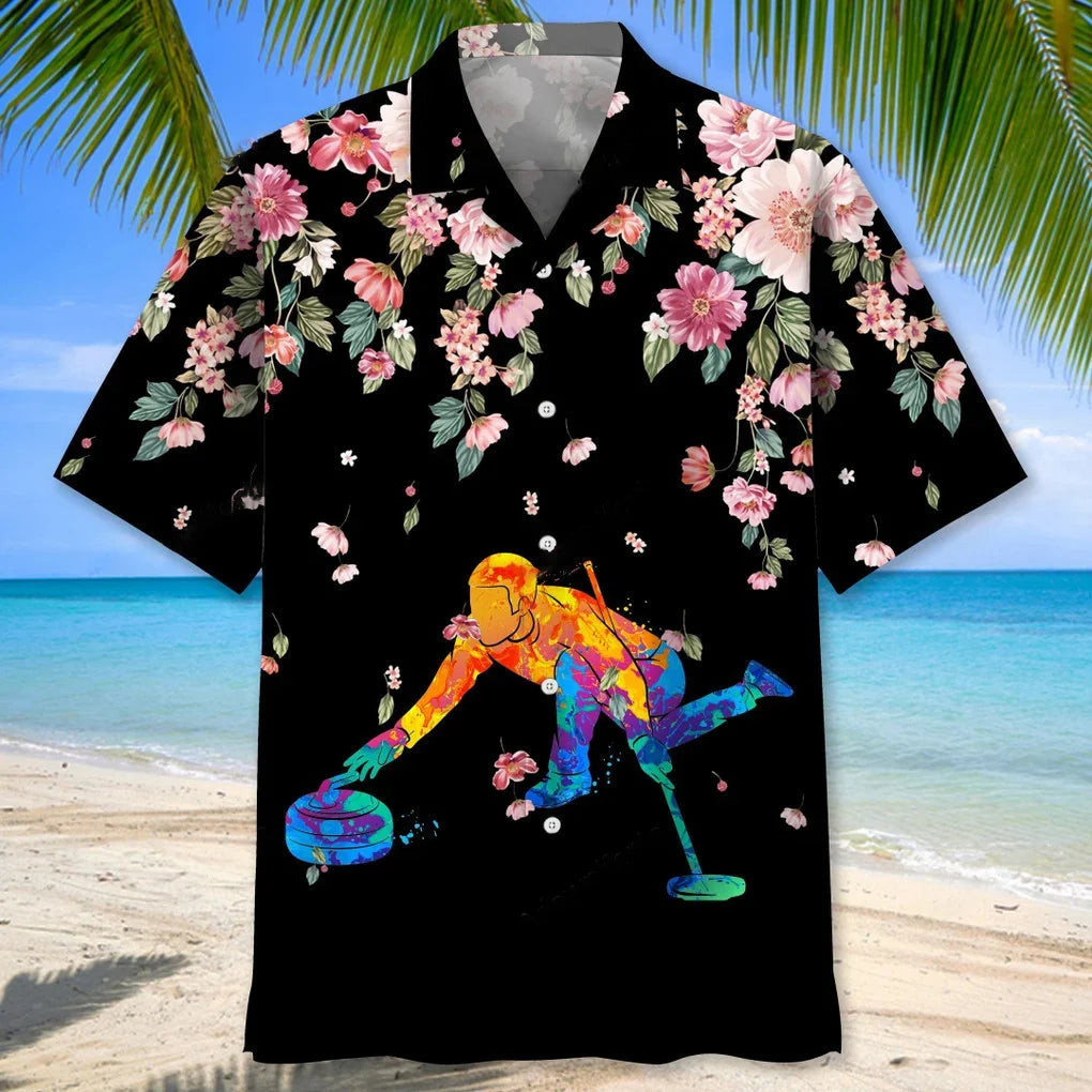 Curling Watercolors Flower Hawaiian Shirt