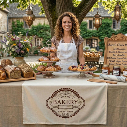 Custom Logo Table Runner Personalized Business Table Runner Bakery Market Booth Display (view 4)