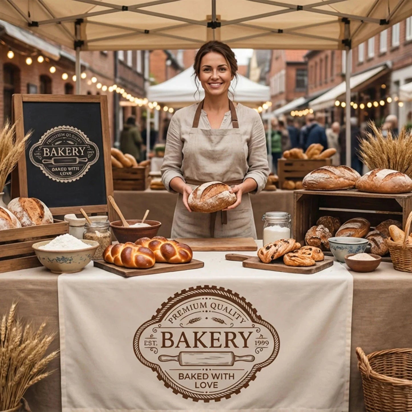 Custom Logo Table Runner Personalized Business Table Runner Bakery Market Booth Display (view 6)