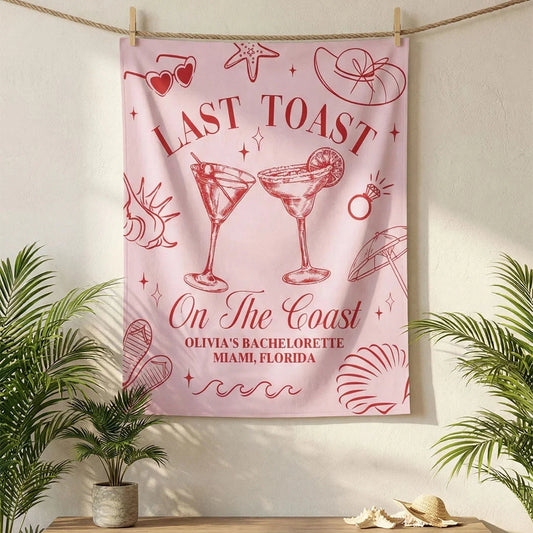 Last Toast Bachelorette Banner Personalized Coastal Bachelorette Party Backdrop Custom Name Beach Bachelorette Banner