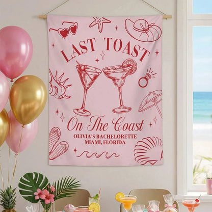 Last Toast Bachelorette Banner Personalized Coastal Bachelorette Party Backdrop Custom Name Beach Bachelorette Banner