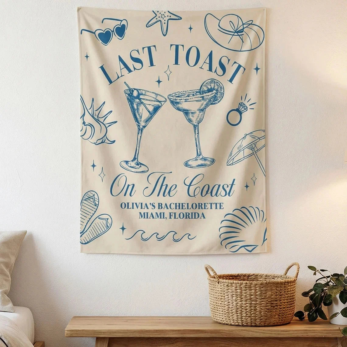 Last Toast Bachelorette Banner Personalized Coastal Bachelorette Party Backdrop Custom Name Beach Bachelorette Banner