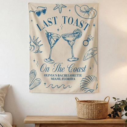 Last Toast Bachelorette Banner Personalized Coastal Bachelorette Party Backdrop Custom Name Beach Bachelorette Banner