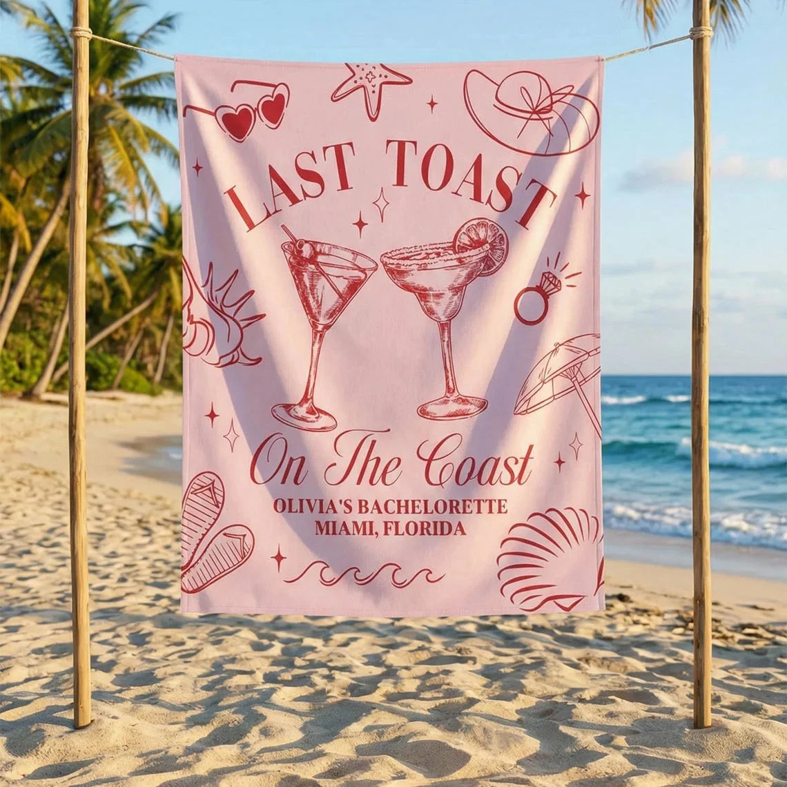Last Toast Bachelorette Banner Personalized Coastal Bachelorette Party Backdrop Custom Name Beach Bachelorette Banner