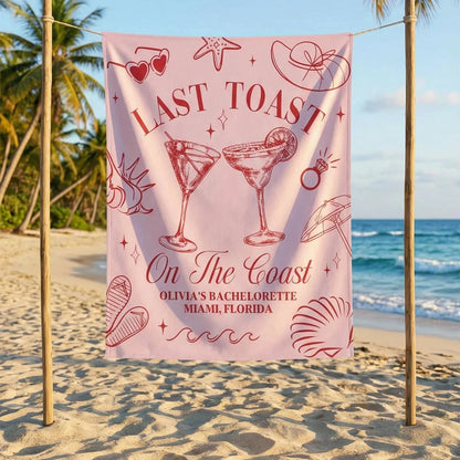 Last Toast Bachelorette Banner Personalized Coastal Bachelorette Party Backdrop Custom Name Beach Bachelorette Banner
