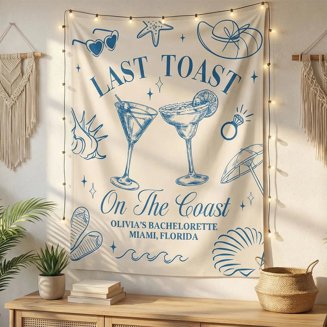 Last Toast Bachelorette Banner Personalized Coastal Bachelorette Party Backdrop Custom Name Beach Bachelorette Banner
