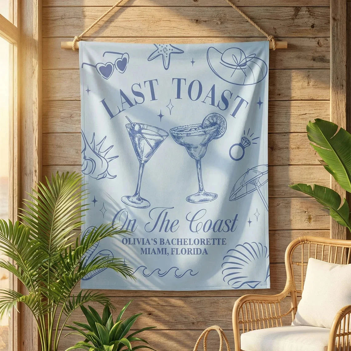Last Toast Bachelorette Banner Personalized Coastal Bachelorette Party Backdrop Custom Name Beach Bachelorette Banner