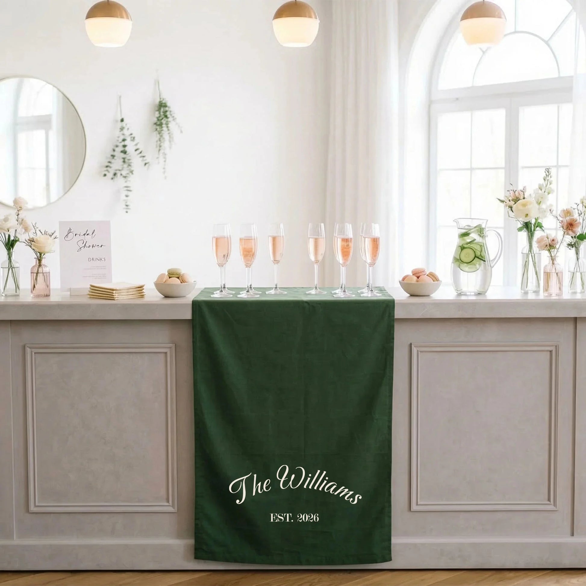 Custom Wedding Bar Table Runner Personalized Family Name Reception Bar Linen Runner, personalized wedding decor (view 2)
