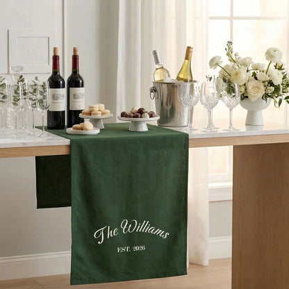 Custom Wedding Bar Table Runner Personalized Family Name Reception Bar Linen Runner, personalized wedding decor (view 3)