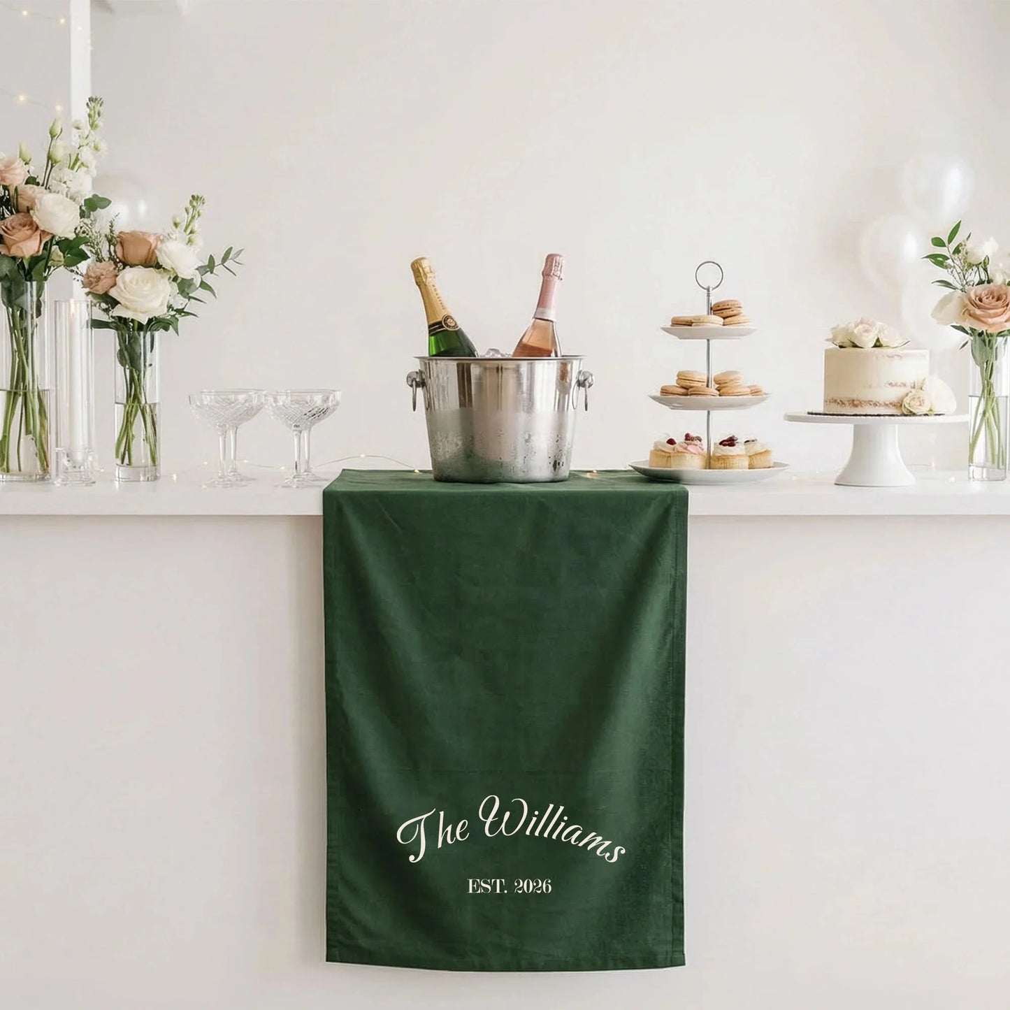 Custom Wedding Bar Table Runner Personalized Family Name Reception Bar Linen Runner, personalized wedding decor (view 4)