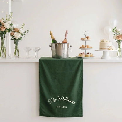 Custom Wedding Bar Table Runner Personalized Family Name Reception Bar Linen Runner, personalized wedding decor (view 4)