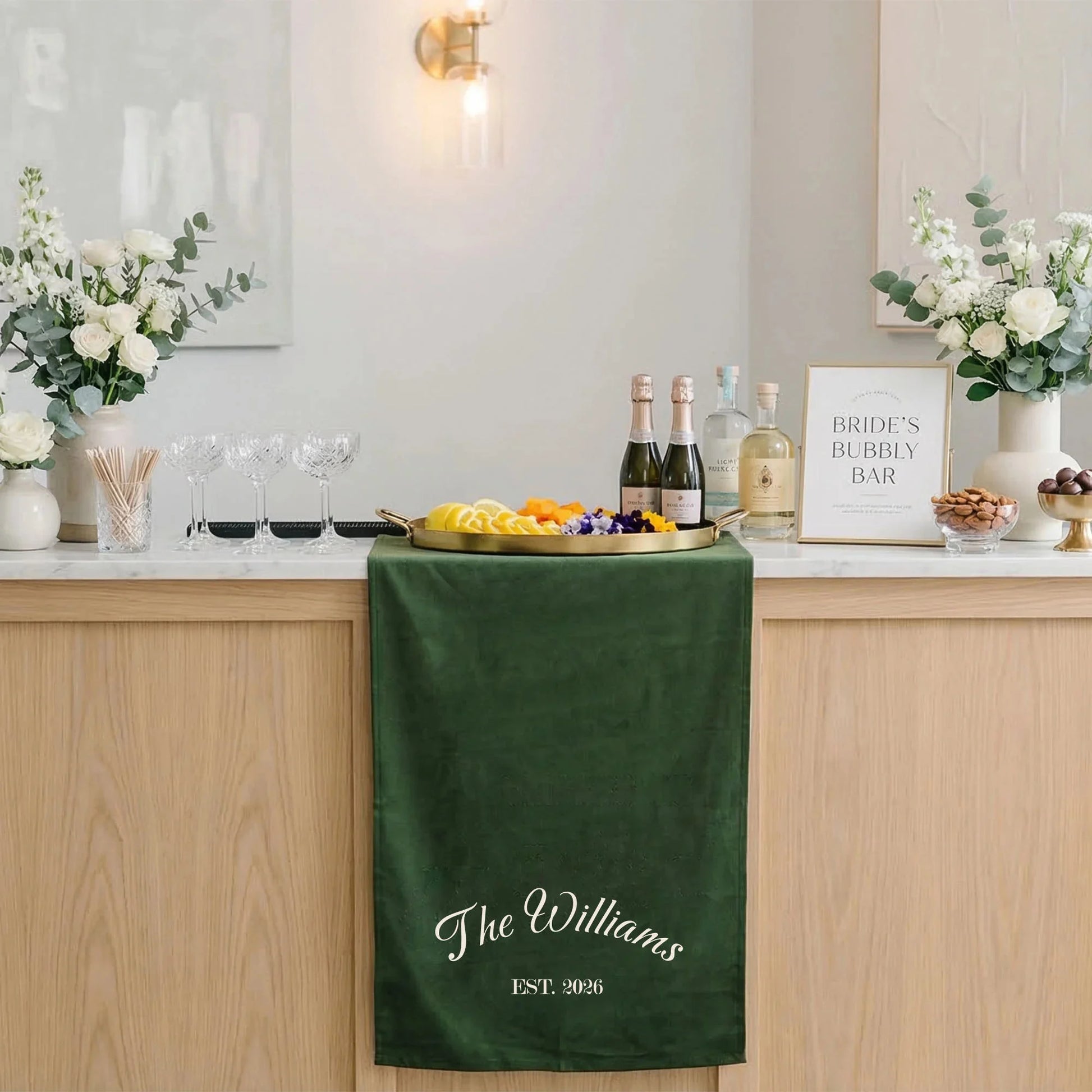 Custom Wedding Bar Table Runner Personalized Family Name Reception Bar Linen Runner, personalized wedding decor (view 5)