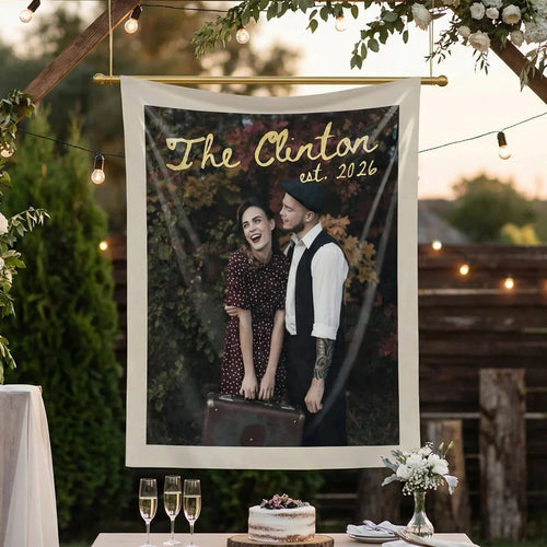 Custom Wedding Photo Banner Personalized Couple Photo Backdrop Engagement Party Wedding Banner, personalized wedding decor