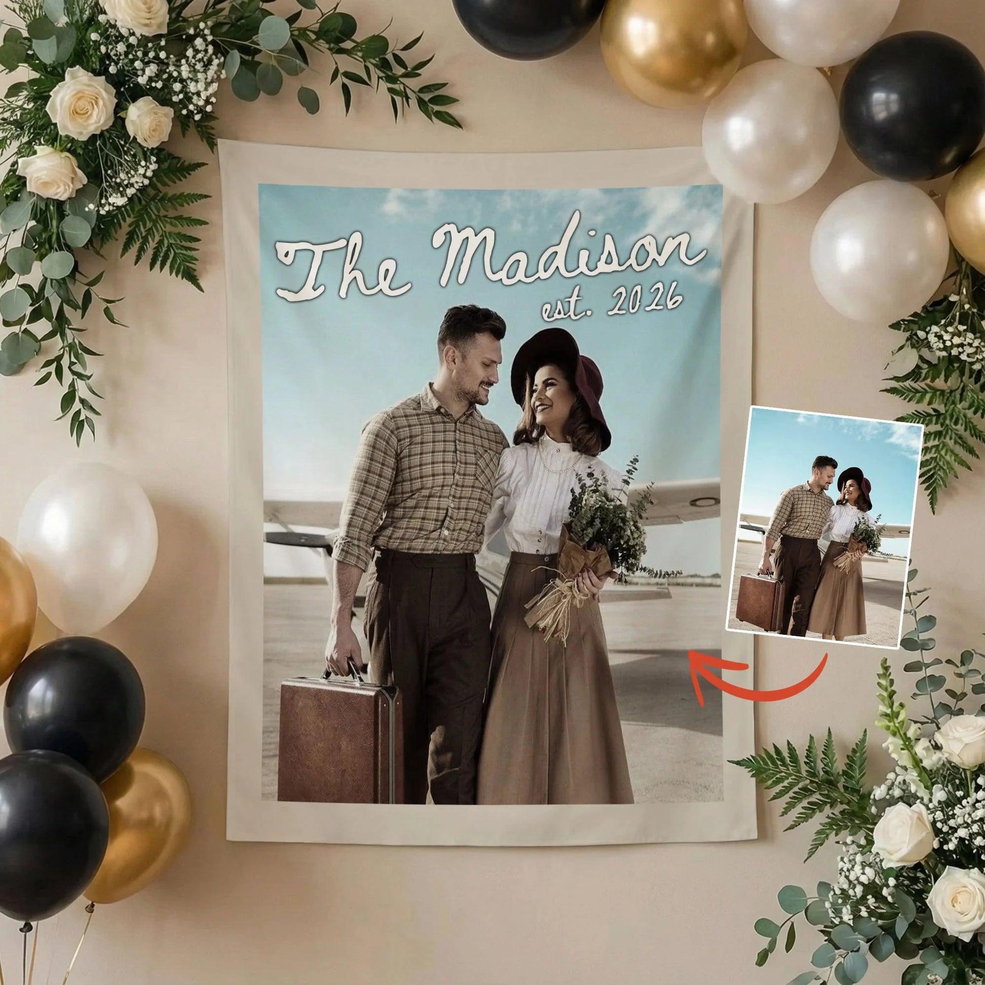 Custom Wedding Photo Banner Personalized Couple Photo Backdrop Engagement Party Wedding Banner, personalized wedding decor
