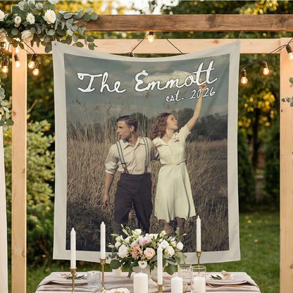 Custom Wedding Photo Banner Personalized Couple Photo Backdrop Engagement Party Wedding Banner, personalized wedding decor