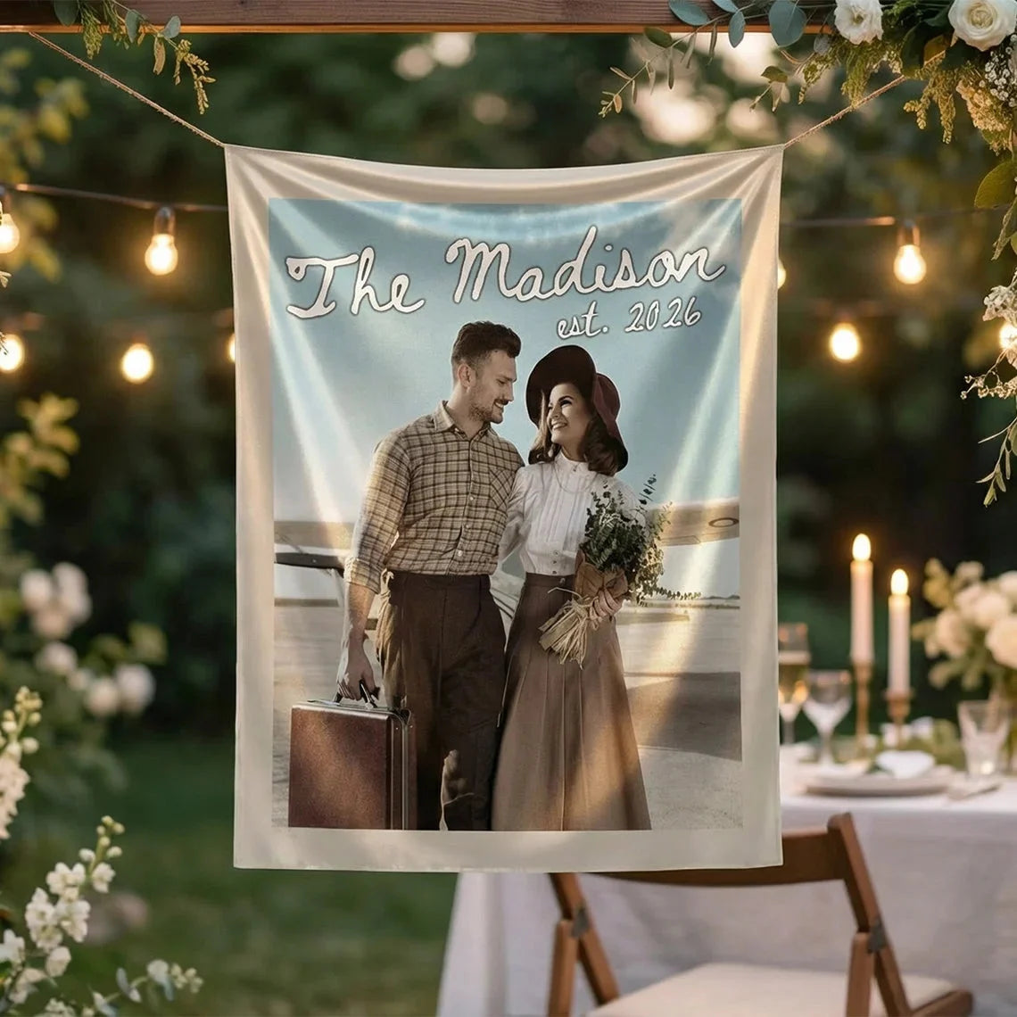 Custom Wedding Photo Banner Personalized Couple Photo Backdrop Engagement Party Wedding Banner, personalized wedding decor