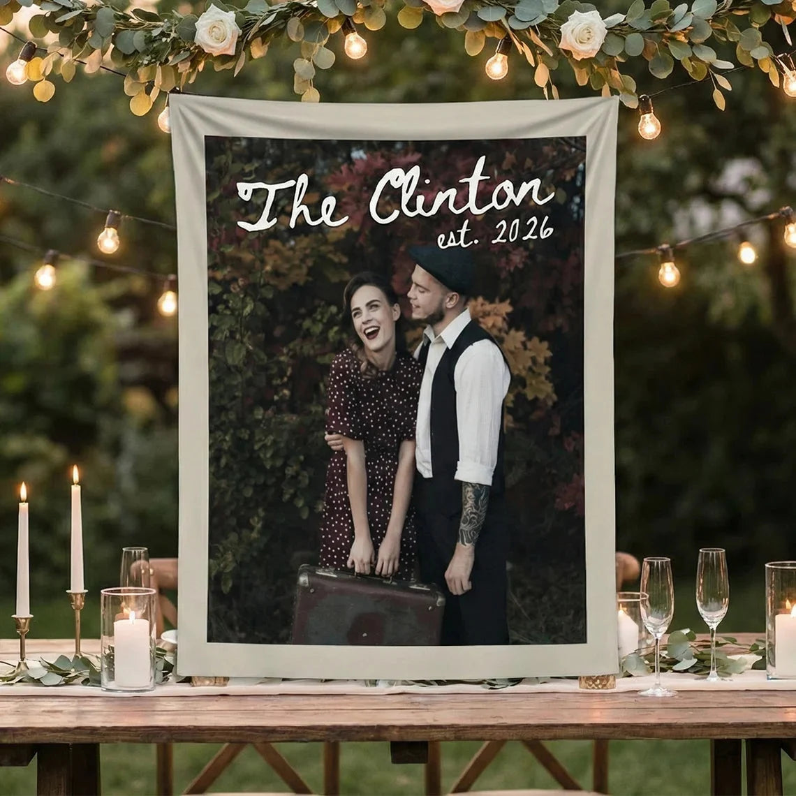 Custom Wedding Photo Banner Personalized Couple Photo Backdrop Engagement Party Wedding Banner, personalized wedding decor