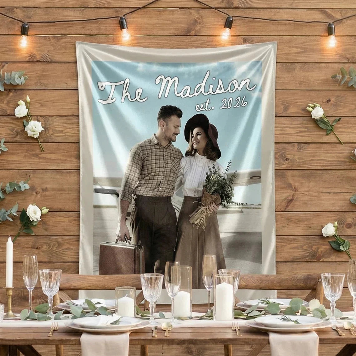 Custom Wedding Photo Banner Personalized Couple Photo Backdrop Engagement Party Wedding Banner, personalized wedding decor
