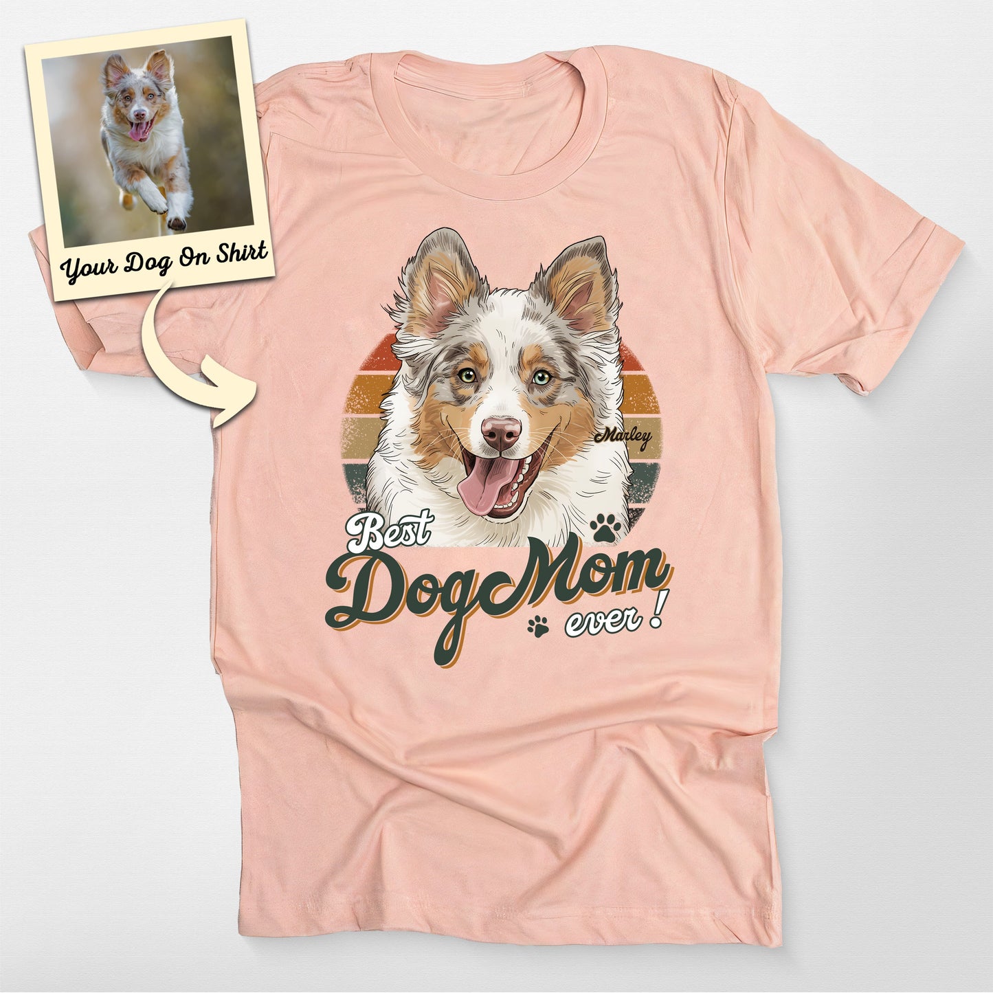 Custom Aussie Shirt Colorful Best Dog Mom Bella Ca, custom pet portrait gift for pet lovers (view 2)