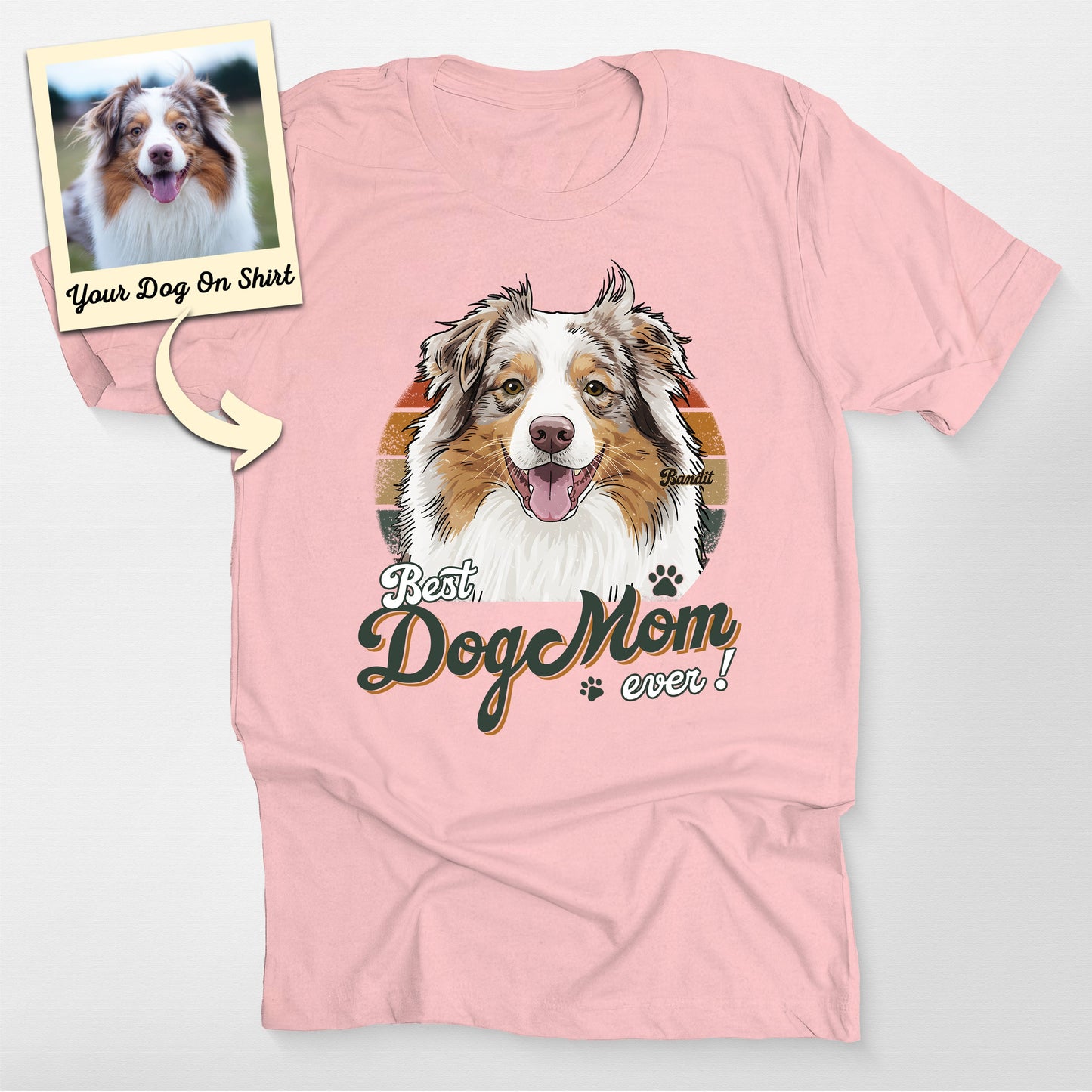 Custom Aussie Shirt Colorful Best Dog Mom Bella Ca, custom pet portrait gift for pet lovers (view 4)