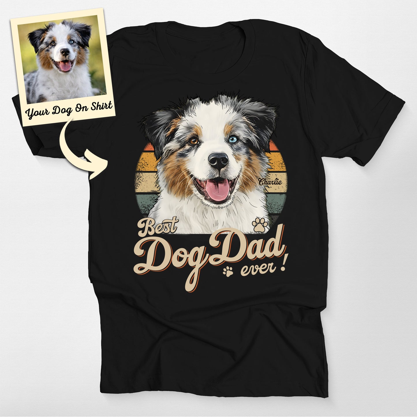 Custom Australian Shepherd Shirt Best Dog Dad Ever, custom pet portrait gift for pet lovers (view 2)