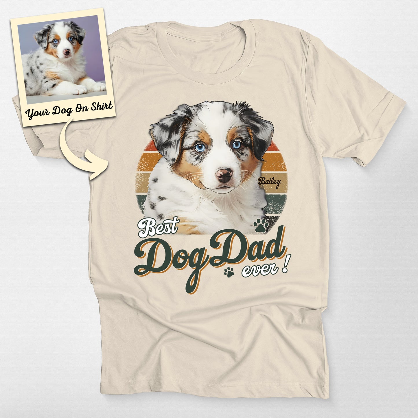 Custom Australian Shepherd Shirt Best Dog Dad Ever, custom pet portrait gift for pet lovers (view 3)