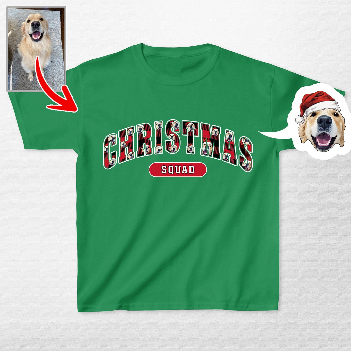 Custom Dog Bella Canvas Christmas Family Squad Gil, custom pet portrait gift for pet lovers (view 2)