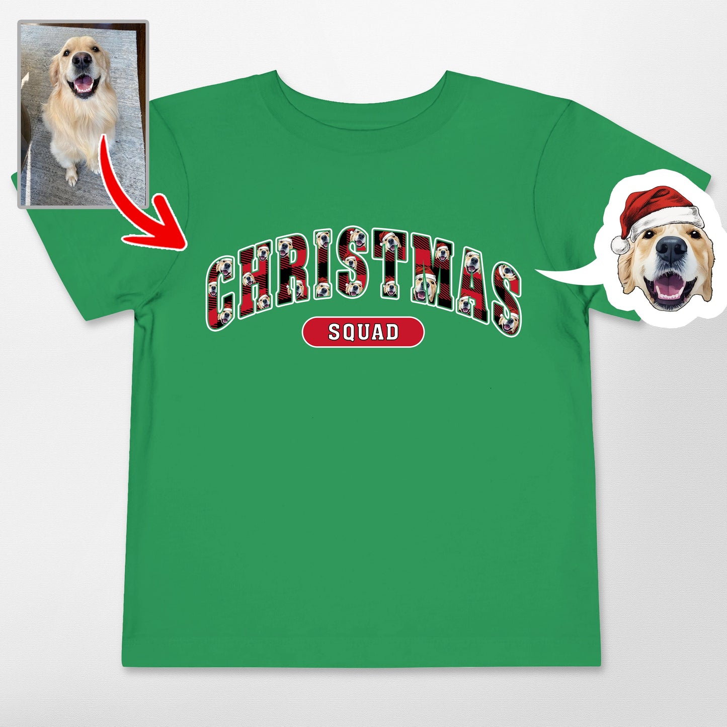 Custom Dog Bella Canvas Christmas Family Squad Tod, custom pet portrait gift for pet lovers (view 2)