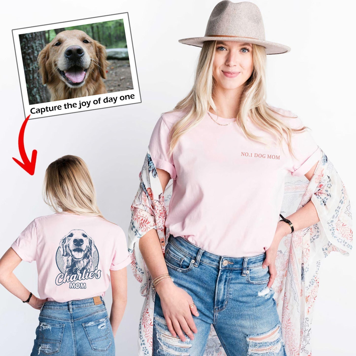 Custom Dog Bella Canvas Crewneck T-Shirt for Dog M, custom pet portrait gift for pet lovers (view 2)