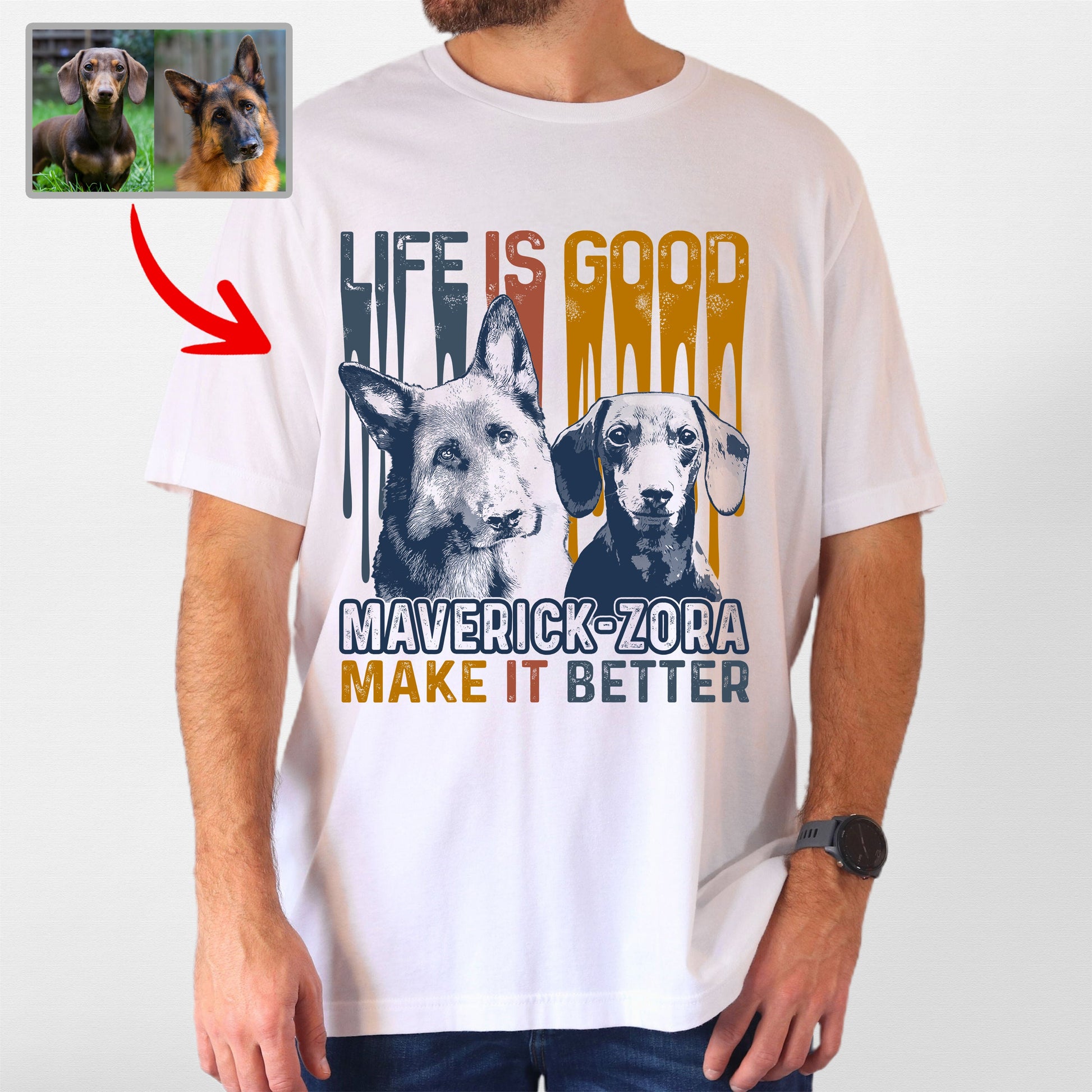 Custom Dog Bella Canvas T-Shirt for Dog Dad Life I, custom pet portrait gift for pet lovers (view 6)