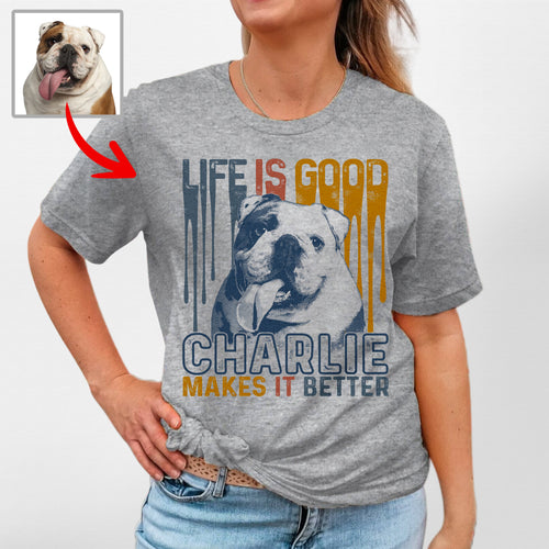Custom Dog Bella Canvas T-Shirt for Dog Mom Life I, custom pet portrait gift for pet lovers