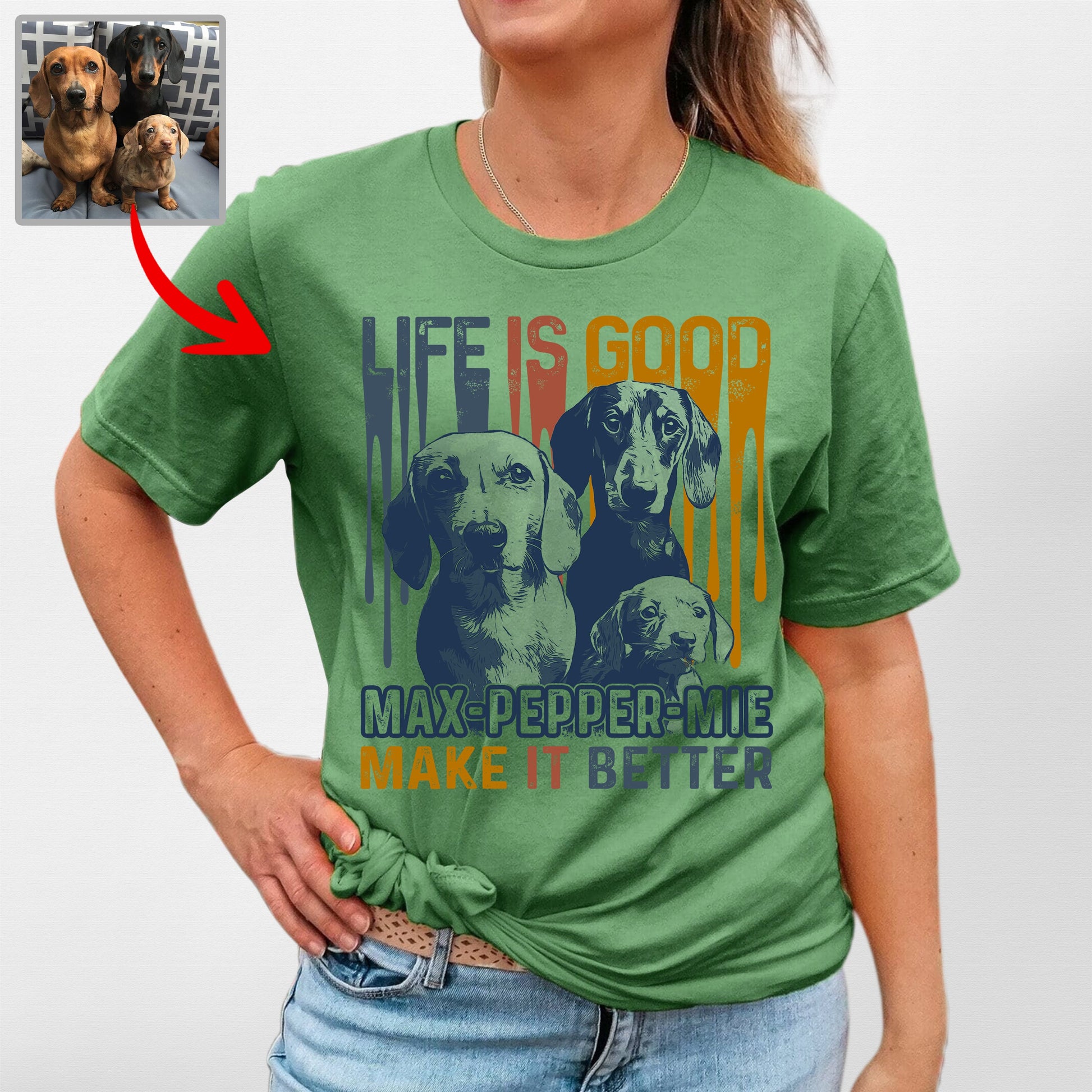 Custom Dog Bella Canvas T-Shirt for Dog Mom Life I, custom pet portrait gift for pet lovers (view 3)