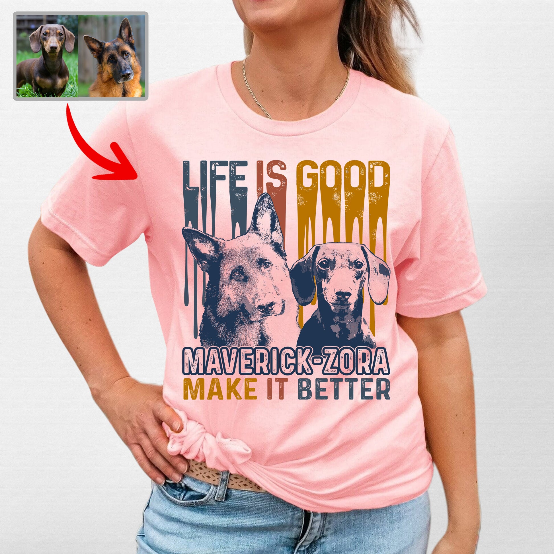 Custom Dog Bella Canvas T-Shirt for Dog Mom Life I, custom pet portrait gift for pet lovers (view 5)