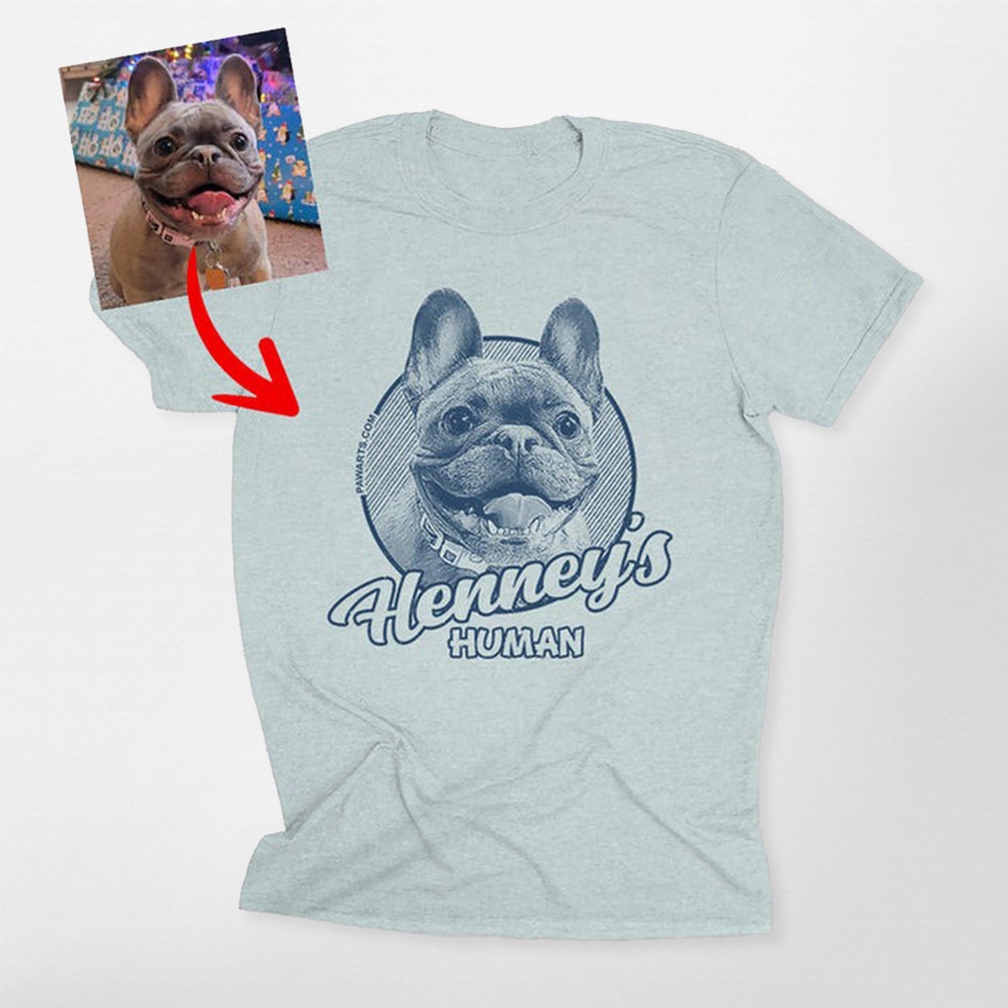 Custom Dog Bella Canvas T-Shirt for Moms, custom pet portrait gift for pet lovers (view 4)