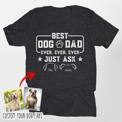 Custom Dog Ears Bella Canvas T-Shirt Best Dog Dad, custom pet portrait gift for pet lovers (view 3)