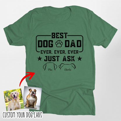 Custom Dog Ears Bella Canvas T-Shirt Best Dog Dad, custom pet portrait gift for pet lovers (view 4)