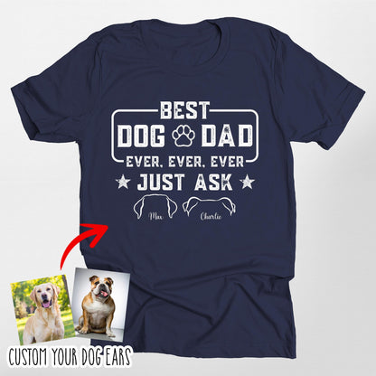 Custom Dog Ears Bella Canvas T-Shirt Best Dog Dad, custom pet portrait gift for pet lovers (view 6)