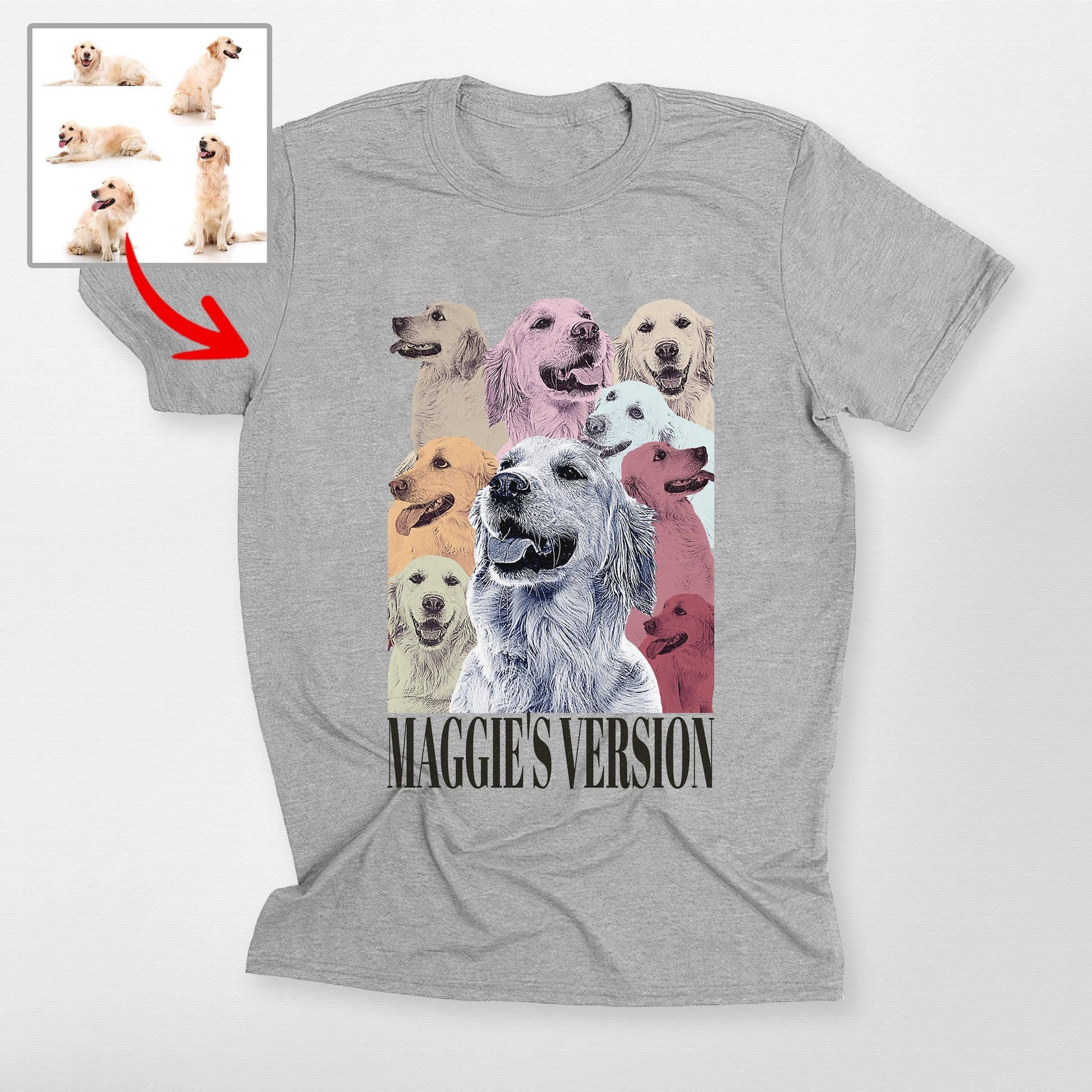 Custom Dog Era Portrait Shirt Multiple Dog Photos, custom pet portrait gift for pet lovers
