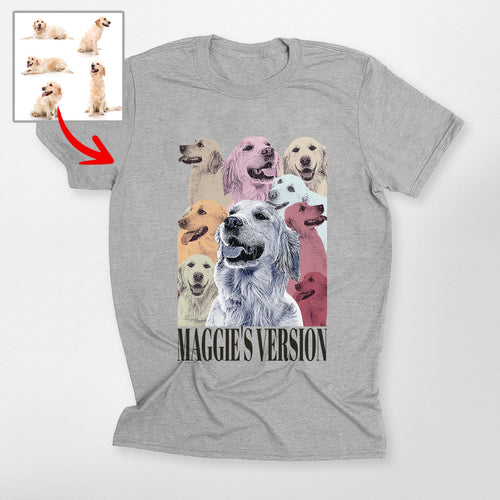 Custom Dog Era Portrait Shirt Multiple Dog Photos, custom pet portrait gift for pet lovers