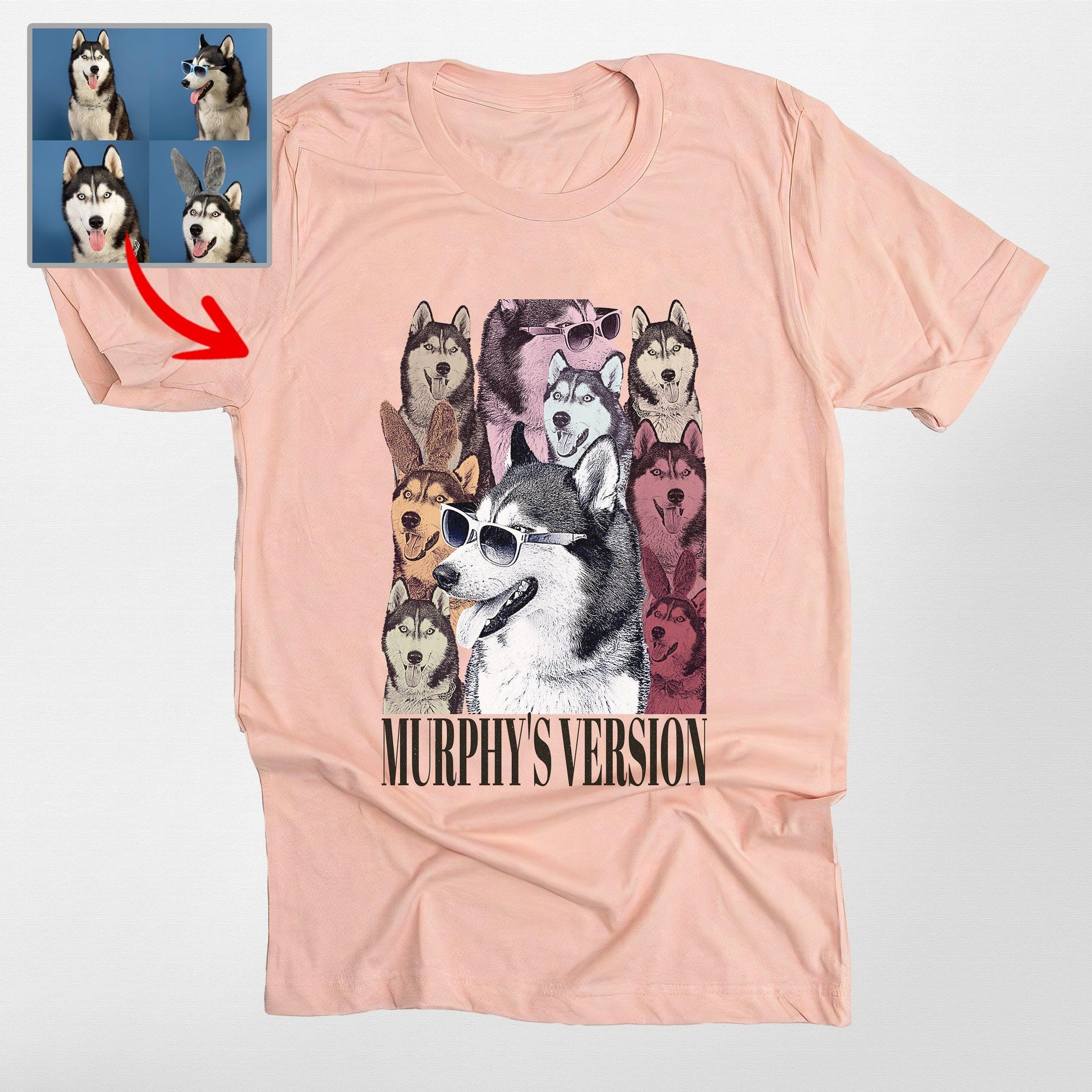 Custom Dog Era Portrait Shirt Multiple Dog Photos, custom pet portrait gift for pet lovers (view 2)