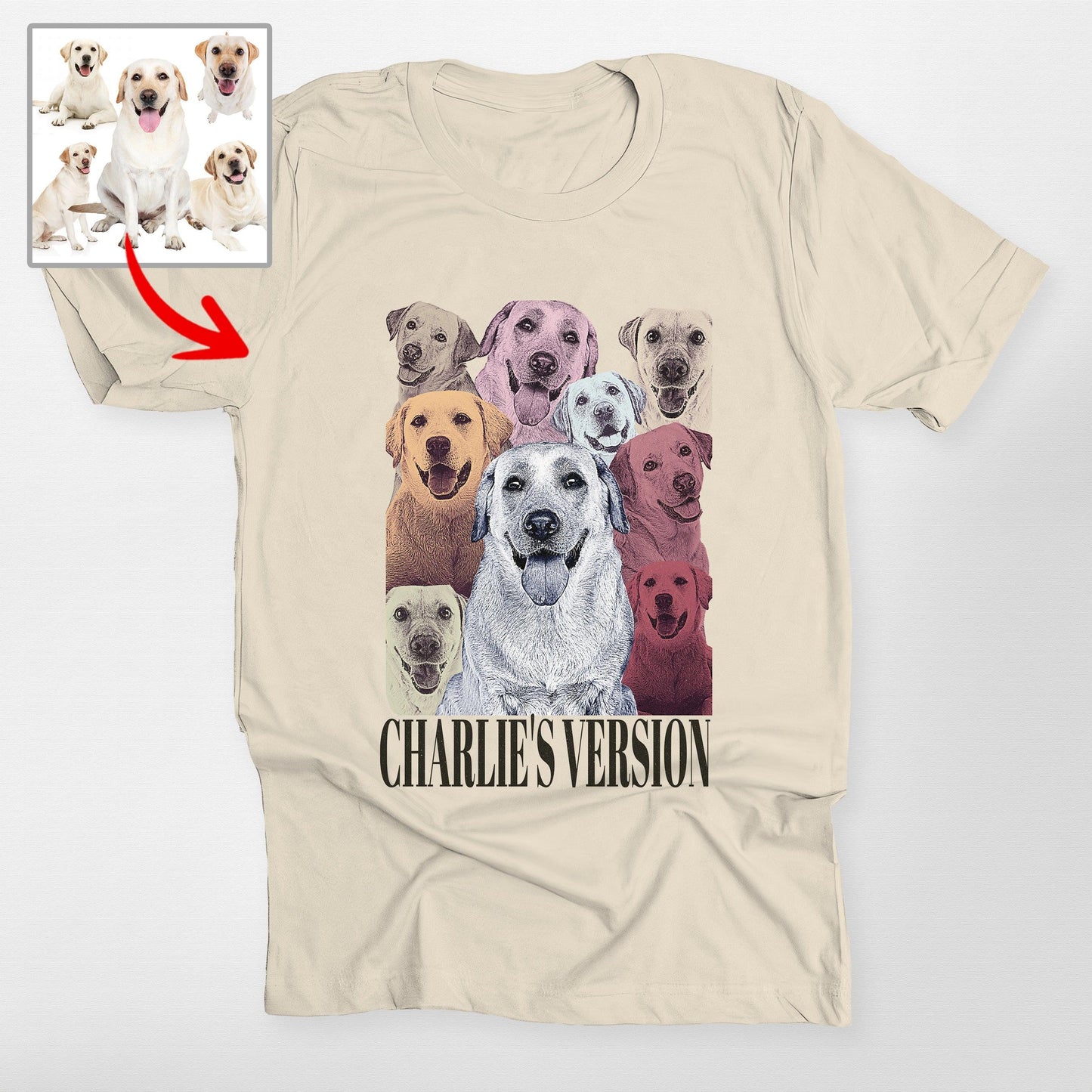 Custom Dog Era Portrait Shirt Multiple Dog Photos, custom pet portrait gift for pet lovers (view 3)