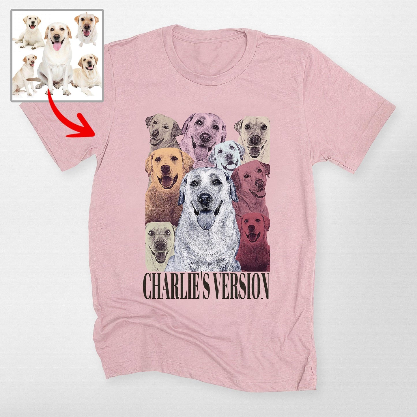 Custom Dog Era Portrait Shirt Multiple Dog Photos, custom pet portrait gift for pet lovers (view 4)