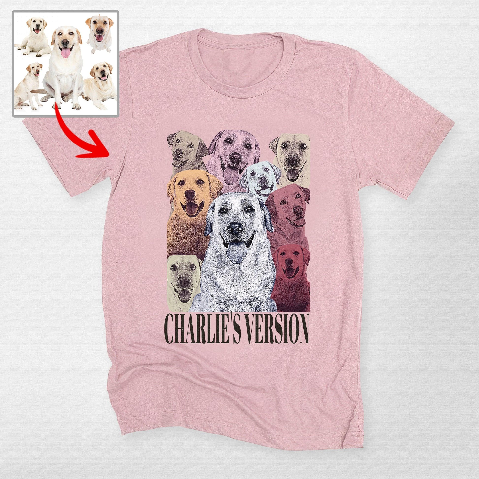 Custom Dog Era Portrait Shirt Multiple Dog Photos, custom pet portrait gift for pet lovers (view 4)
