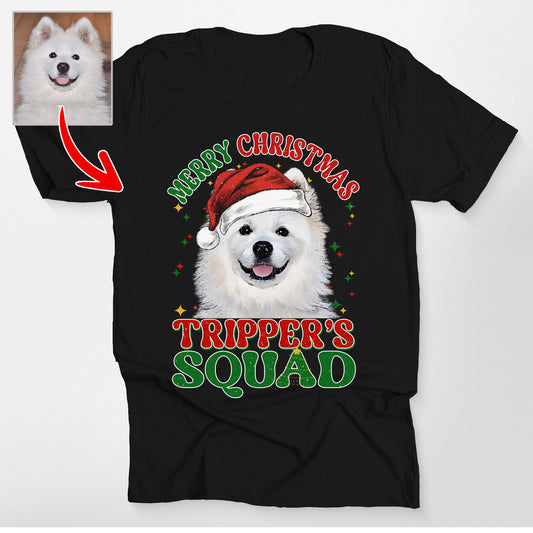 Custom Dog Family Christmas Bella Canvas T-Shirt F, custom pet portrait gift for pet lovers